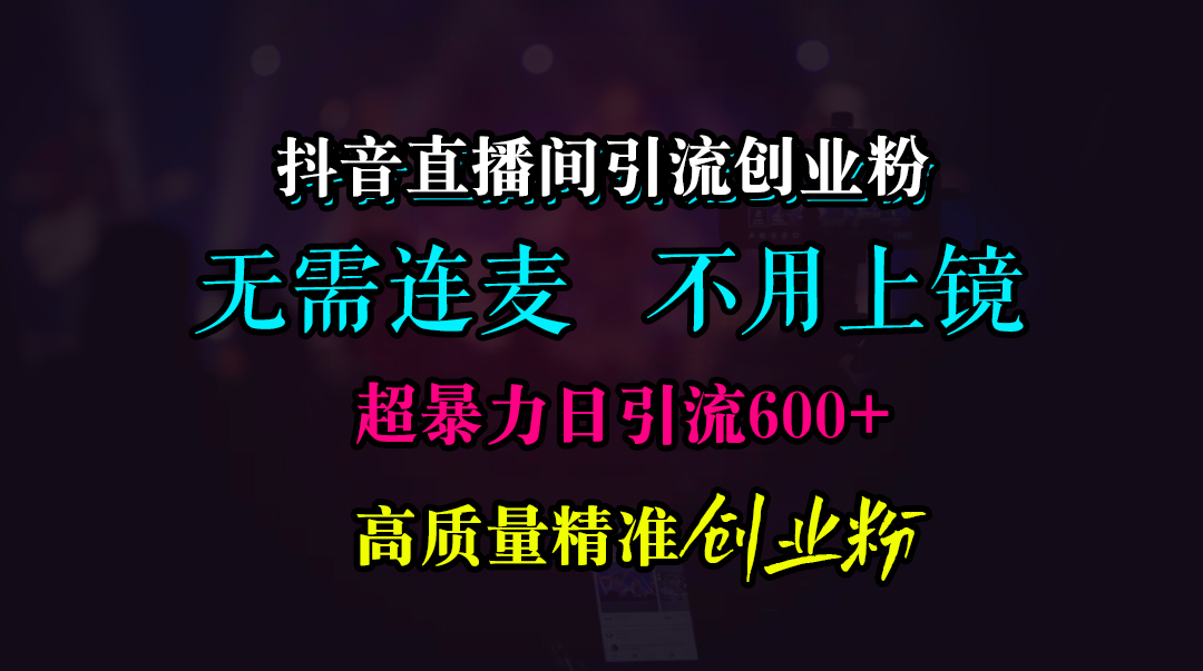 抖音直播间引流创业粉，无需连麦、无需上镜，超暴力日引流600+高质量精准创业粉-我要呀资源酷