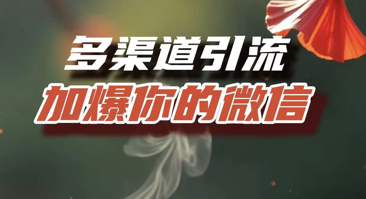 多渠道引流，加爆你的微信，把流量导入到私域，这是每一个想要在互联网赚钱的人必须掌握的底层能力-我要呀资源酷