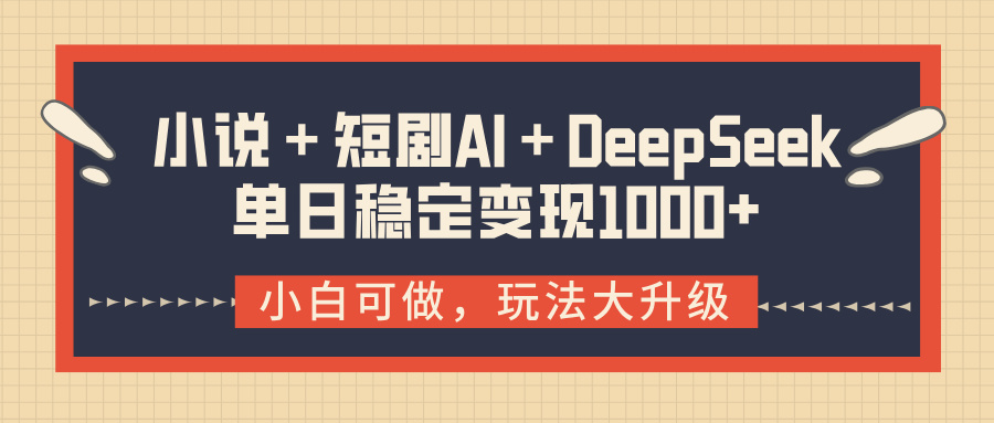 小说＋短剧AI＋DeepSeek结合变现，单日稳定变现1000+-我要呀资源酷