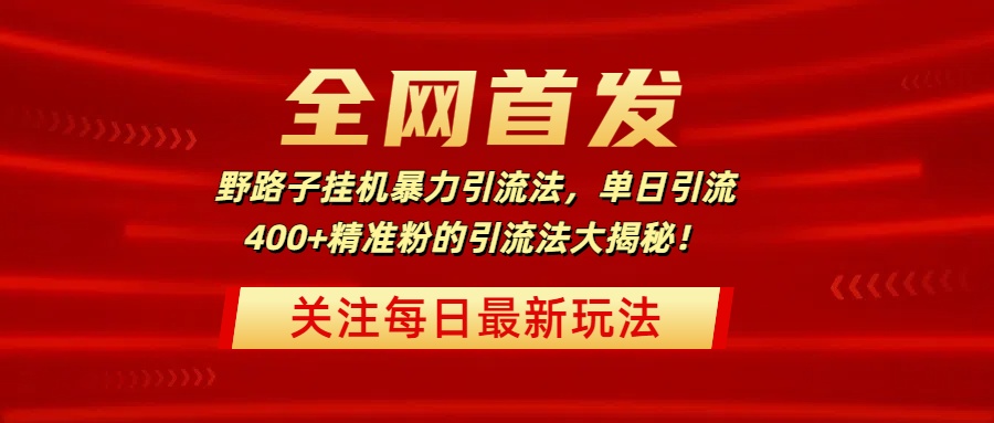 全网首发,野路子挂机暴力引流法,单日引流400+精准粉的引流法大揭秘!-我要呀资源酷