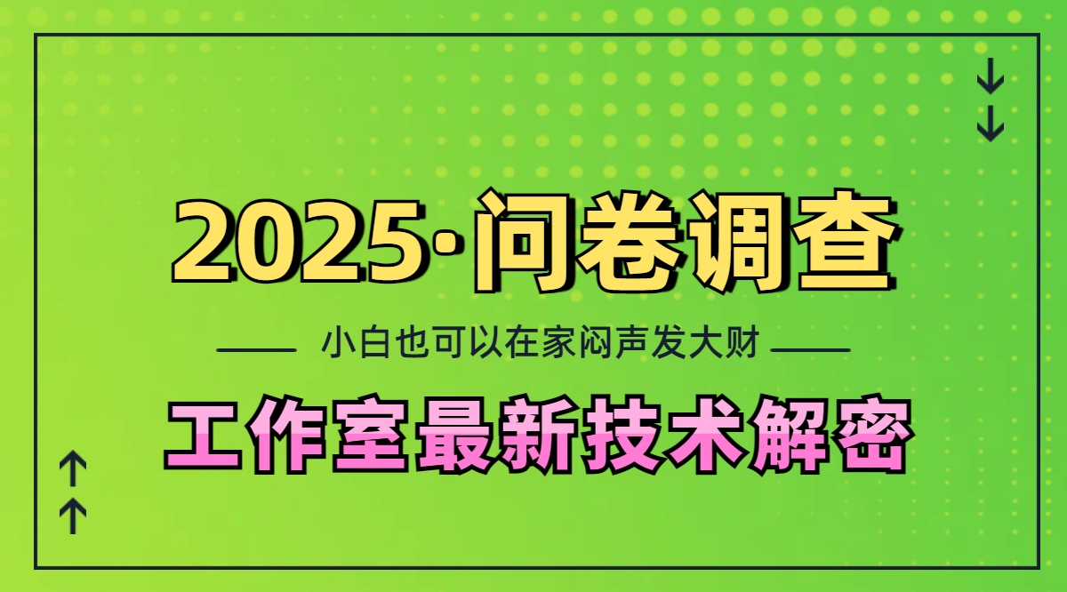 2025《问卷调查》最新工作室技术解密:一个人在家也可以闷声发大财,小白一天200+,可矩阵放大-我要呀资源酷