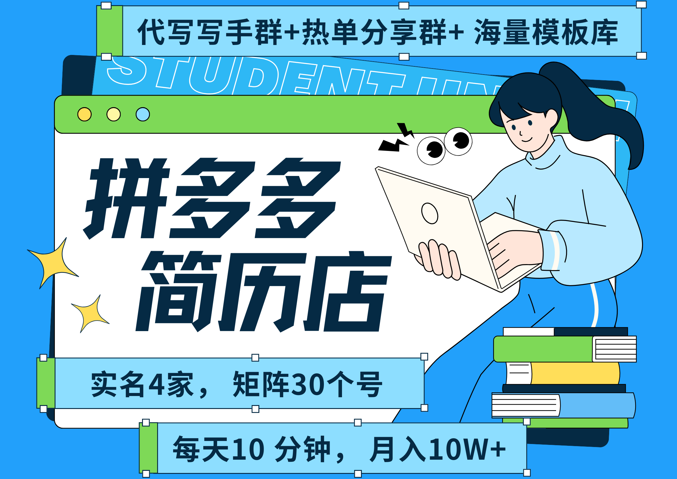 拼多多 虚拟资料 简历 海报代写 全SOP流程 毫无保留分享（含后端资料以及代写渠道）每天十分钟 每人实名四个店  矩阵30个账号  轻轻松松 月入10W-我要呀资源酷