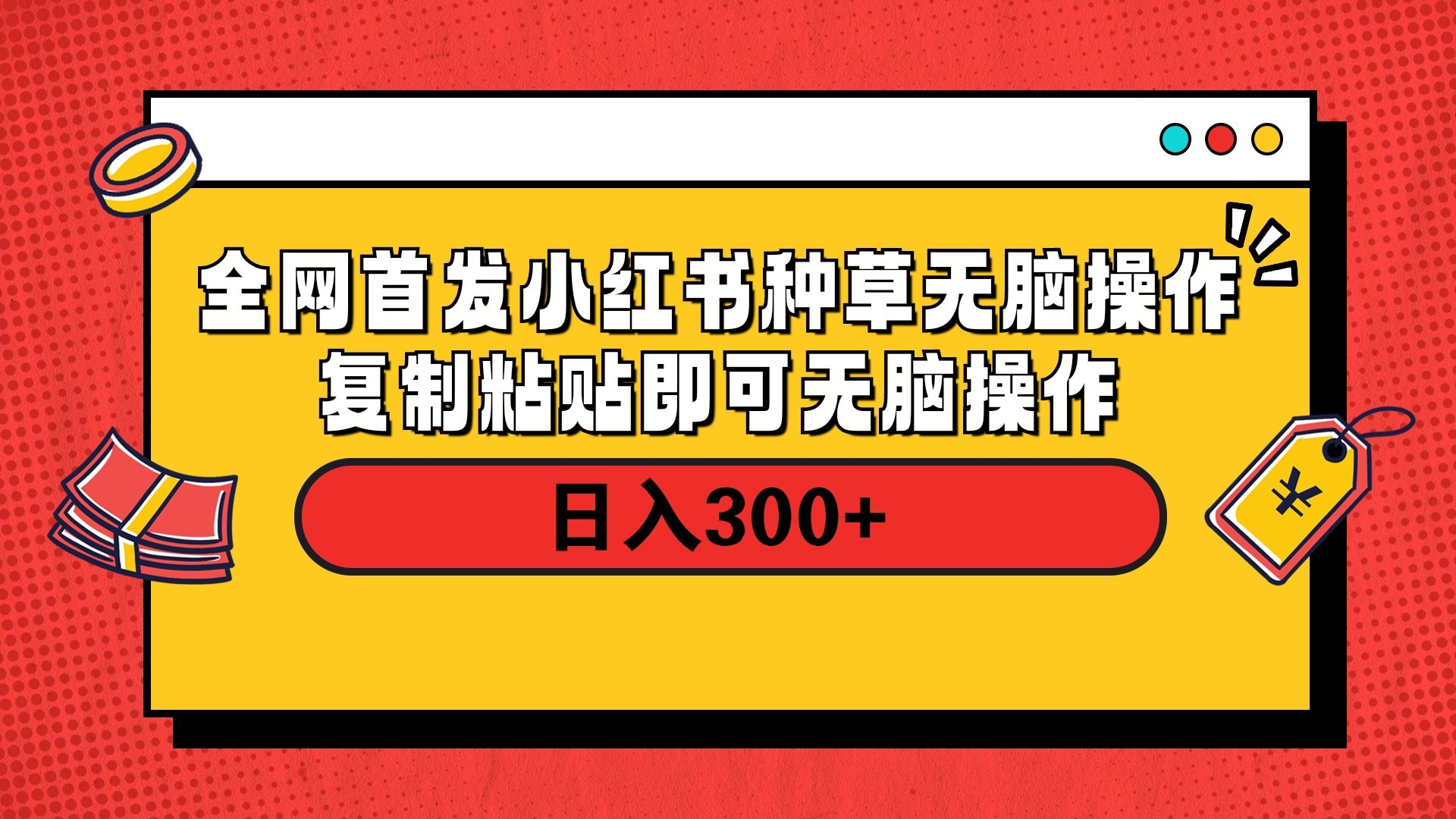 全网首发 小红书种草无脑操作复制黏贴即可 轻松日入300+-我要呀资源酷