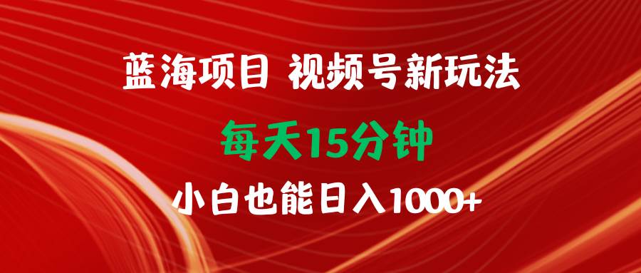 蓝海项目视频号新玩法 每天15分钟 小白也能日入1000+-我要呀资源酷