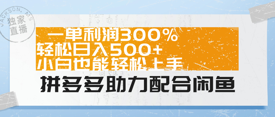 拼多多助力配合闲鱼 一单利润300% 轻松日入500+ 小白也能轻松上手!-我要呀资源酷