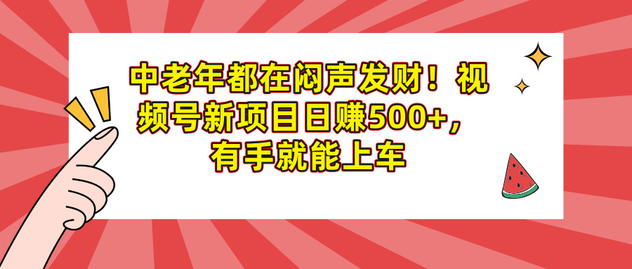中老年都在闷声发财！视频号新项目日赚500+，有手就能上车-我要呀资源酷