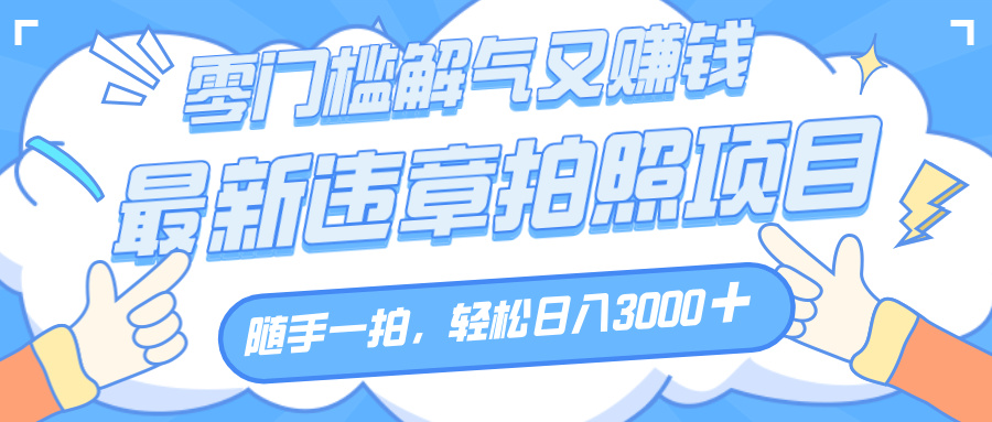解气又赚钱的项目，随手一拍，轻松收入3000+，最新违章拍照赚钱-我要呀资源酷
