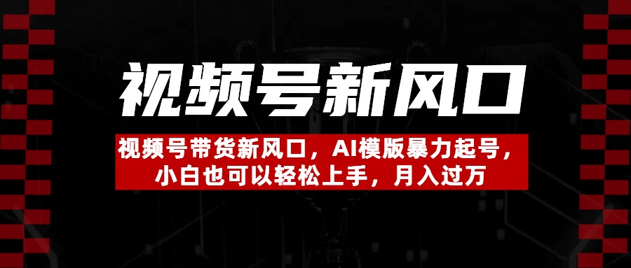 视频号带货新风口，AI模版暴力起号，小白也可以轻松上手，月入过万-我要呀资源酷