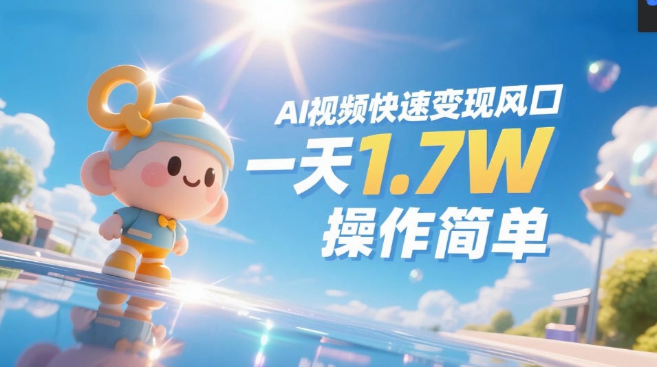《Ai视频变现风口，一天1.7W，收入无上限，操作简单》-我要呀资源酷