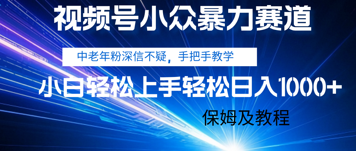 视频号小众暴力赛道，中老年人深信不疑 手把手教学，小白也能日入1000+ 保姆及教程-我要呀资源酷