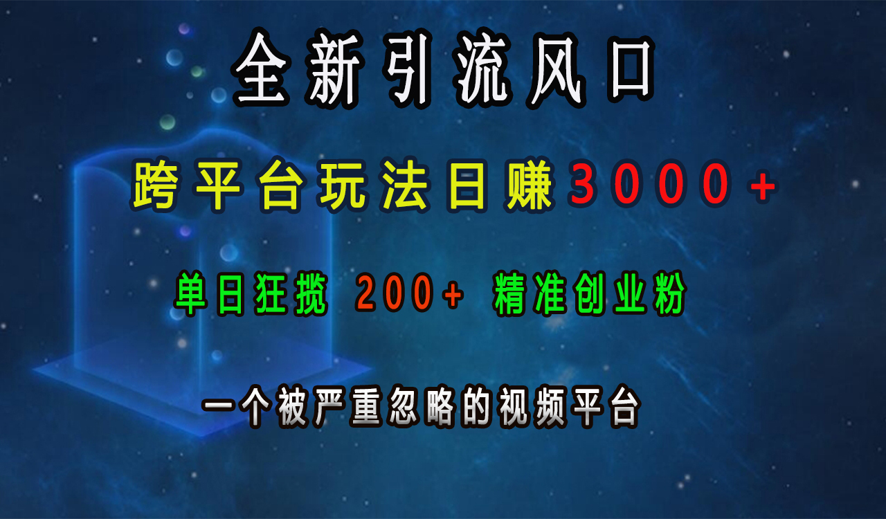 全新引流风口，跨平台玩法日赚3000+，单日狂揽200+精准创业粉，一个被严重忽略的视频平台-我要呀资源酷