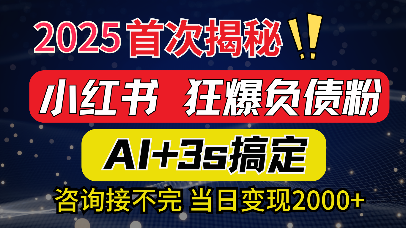 2025引流天花板：最新小红书狂暴负债粉思路，咨询接不断，当日入2000+-我要呀资源酷