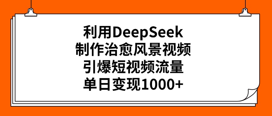 利用DeepSeek，制作治愈风景视频，引爆短视频流量，单日变现1000+-我要呀资源酷