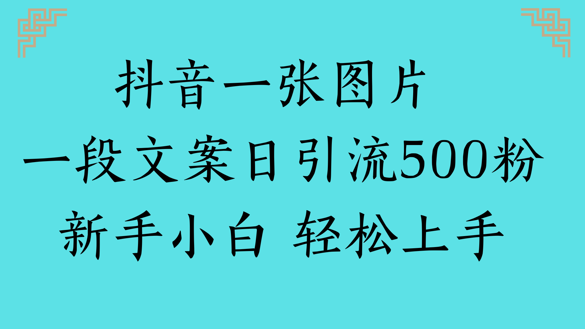 抖音一张图片 一段文案日引流500粉新手小白 轻松上手-我要呀资源酷