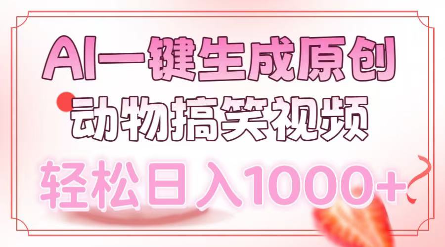 AI一键生成原创动物搞笑视频，轻松日入1000+-我要呀资源酷