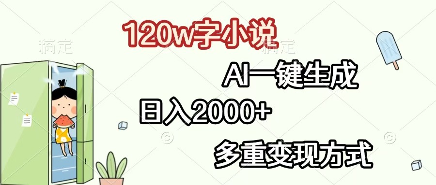120w字小说，AI一键生成，日入2000+，多重变现方式-我要呀资源酷