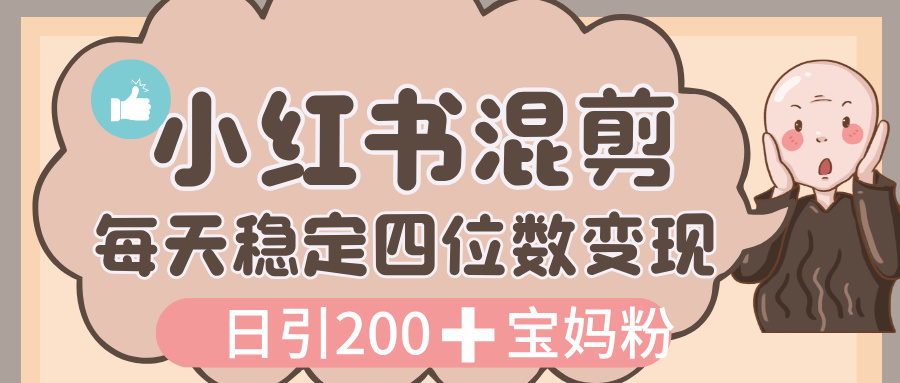 价值 3980 的小红书混剪， 虚拟变现，日引 200+宝妈创业粉，每天稳定四位数变现-我要呀资源酷