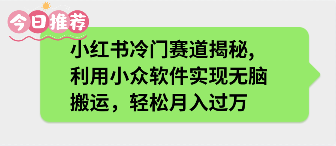 小红书冷门赛道揭秘,利用小众软件实现无脑搬运,轻松月入过万-我要呀资源酷