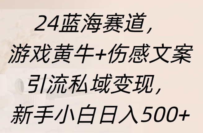 24蓝海赛道，游戏黄牛+伤感文案引流私域变现，新手日入500+-我要呀资源酷