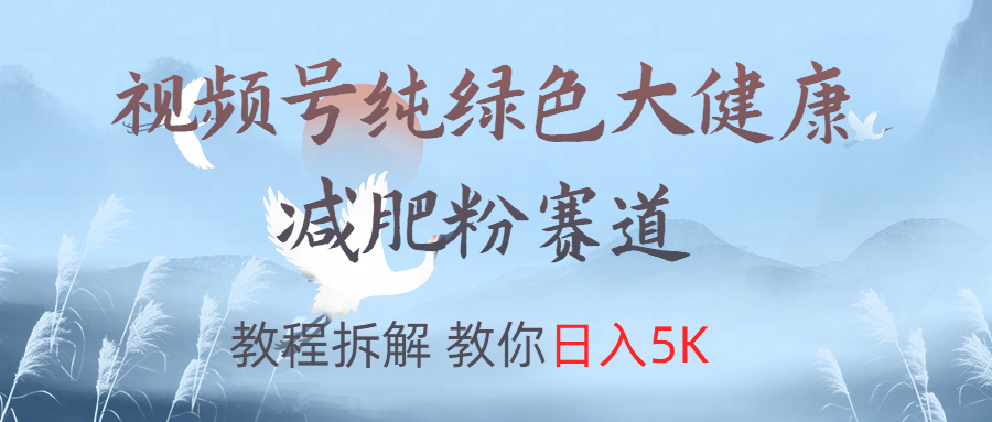 视频号纯绿色大健康粉赛道，教程拆解，教你日入5K-我要呀资源酷