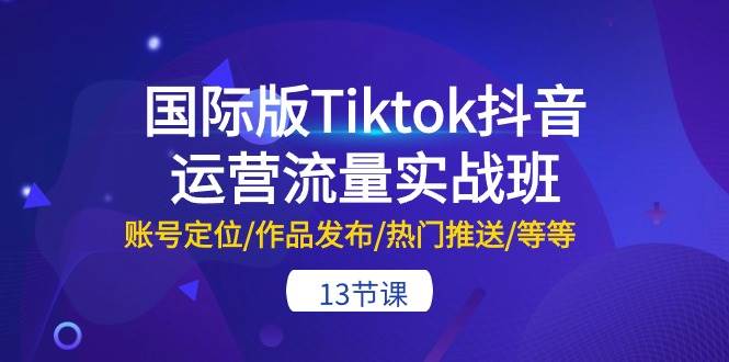 国际版Tiktok抖音运营流量实战班：账号定位/作品发布/热门推送/等等-13节-我要呀资源酷