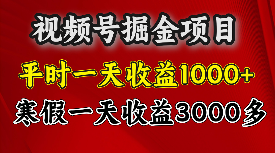 视频号掘金项目，寒假一天收益3000多-我要呀资源酷