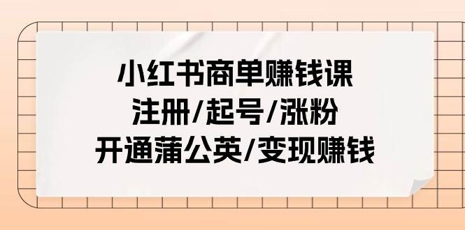 小红书商单赚钱课：注册/起号/涨粉/开通蒲公英/变现赚钱（25节课）-我要呀资源酷
