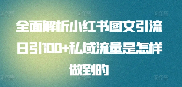 暴力引流 小红书图文引流日引100私域全面拆解【打粉人必看】-我要呀资源酷
