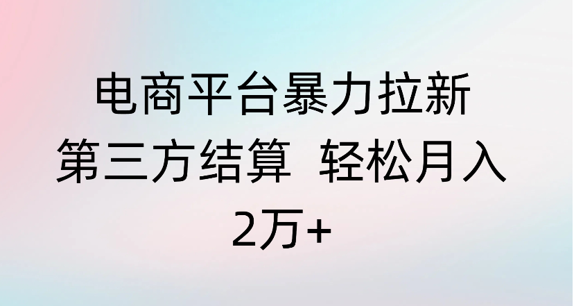 电商平台暴力拉新第三方结算 轻松月入2万+-我要呀资源酷