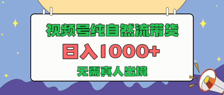 视频号纯自然流带货，日入1000+，无需真人出境，新手小白也可操作-我要呀资源酷