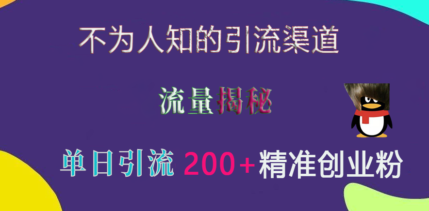 不为人知的引流渠道，流量揭秘，实测单日引流200+精准创业粉-我要呀资源酷