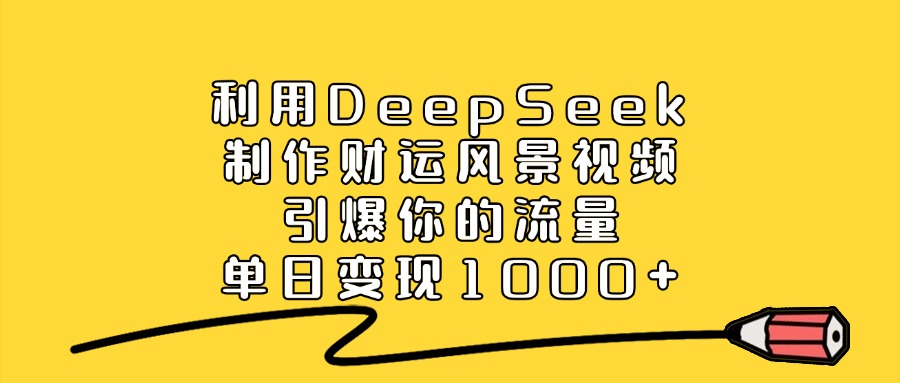 利用DeepSeek制作财运风景视频，单日变现1000+，引爆你的流量-我要呀资源酷
