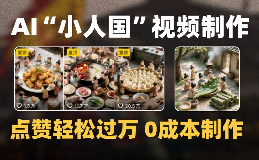 爆款1000W+微缩景观迷你小人国AI视频，0成本制作全流程教学-我要呀资源酷