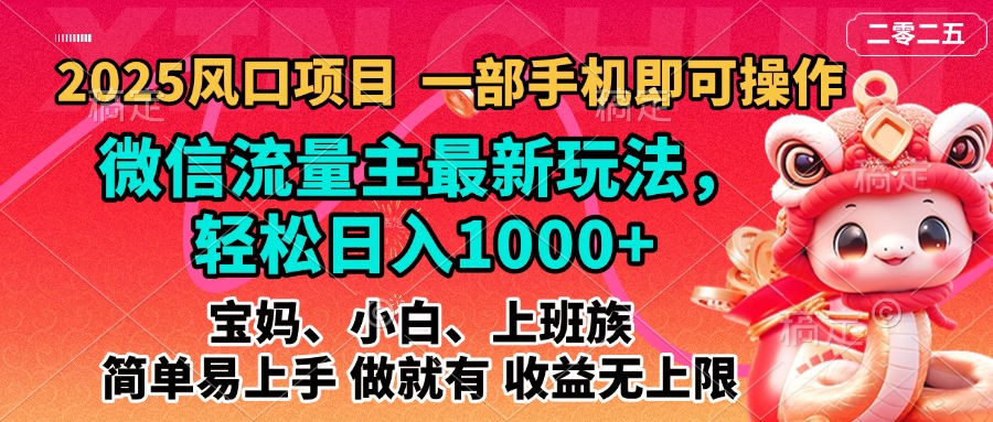 2025蓝海风口项目，微信流量主最新玩法，轻松日入1000+，简单易上手，做就有 收益无上限-我要呀资源酷