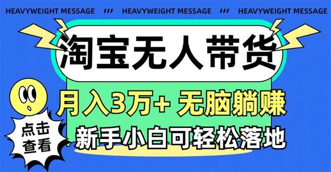 淘宝无人带货3.0高收益玩法，月入3万+，无脑躺赚，新手小白可落地实操-我要呀资源酷
