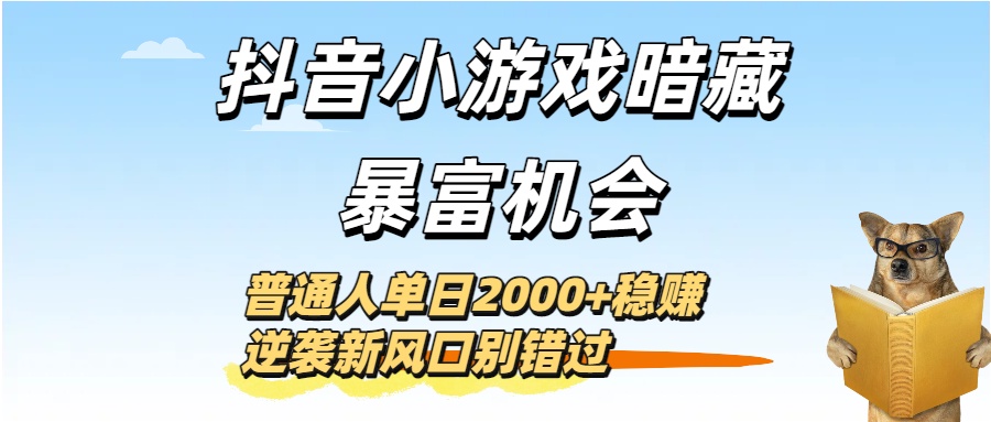 抖音小游戏暗藏暴富机会!普通人单日2000+稳赚,逆袭新风口别错过-我要呀资源酷