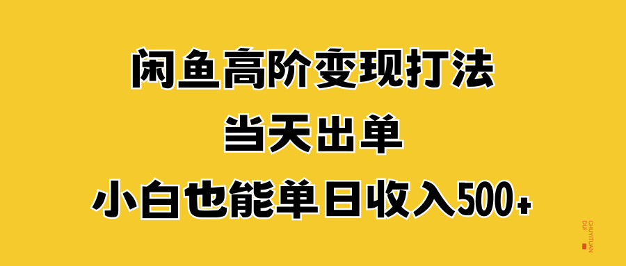 闲鱼高阶变现打法，当天出单，小白也能单日收入500+-我要呀资源酷