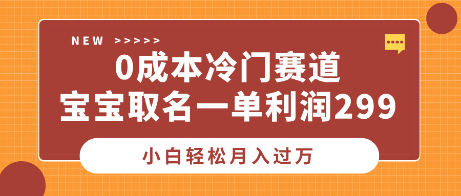 0成本冷门赛道，宝宝取名一单利润299，小白轻松月入过万-我要呀资源酷