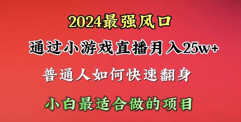 2024年最强风口，通过小游戏直播月入25w+单日收益5000+小白最适合做的项目-我要呀资源酷