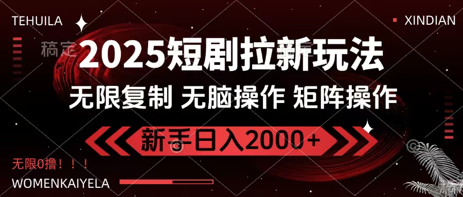 2025短剧拉新玩法,无需注册登录,无限0撸,无脑批量操作日入2000+-我要呀资源酷