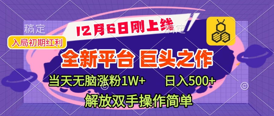 全新引流平台，巨头之作，当天无脑涨粉1W+，日入现500+，解放双手操作简单-我要呀资源酷