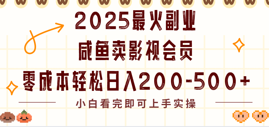 2025最火副业闲鱼卖vip影视会员，零成本日入200-500-我要呀资源酷