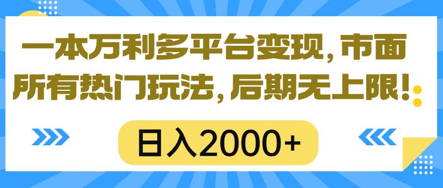 一本万利多平台变现，市面所有热门玩法，日入2000+，后期无上限！-我要呀资源酷