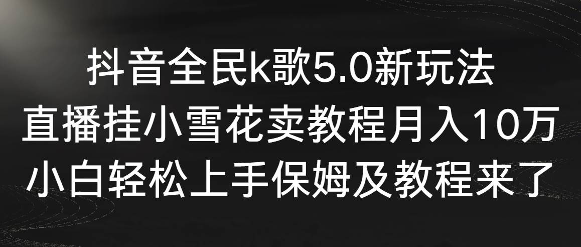 抖音全民k歌5.0新玩法,直播挂小雪花卖教程月入10万,小白轻松上手,保…-我要呀资源酷