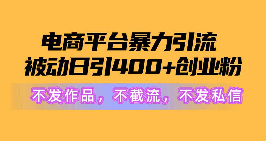 电商平台暴力引流,被动日引400+创业粉不发作品，不截流，不发私信-我要呀资源酷