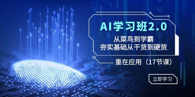 AI学习班2.0：从菜鸟到学霸，夯实基础从干货到硬货，重在应用（17节课）-我要呀资源酷