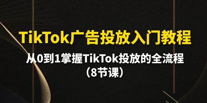 TikTok广告投放入门教程，从0到1掌握TikTok投放的全流程（8节课）-我要呀资源酷