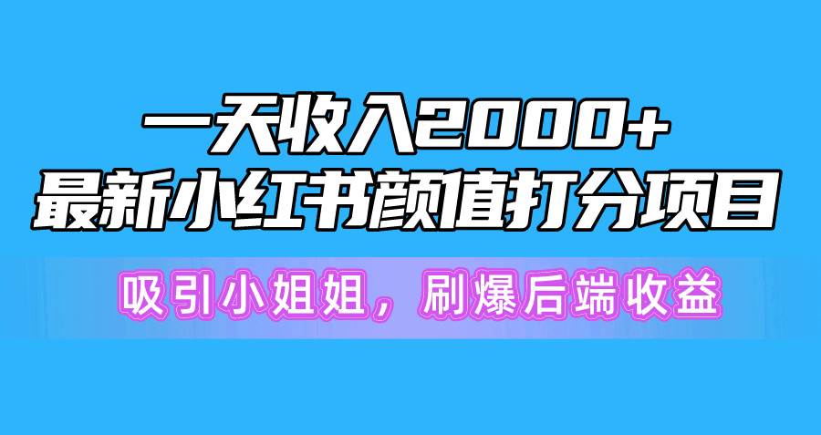 一天收入2000+，最新小红书颜值打分项目，吸引小姐姐，刷爆后端收益-我要呀资源酷