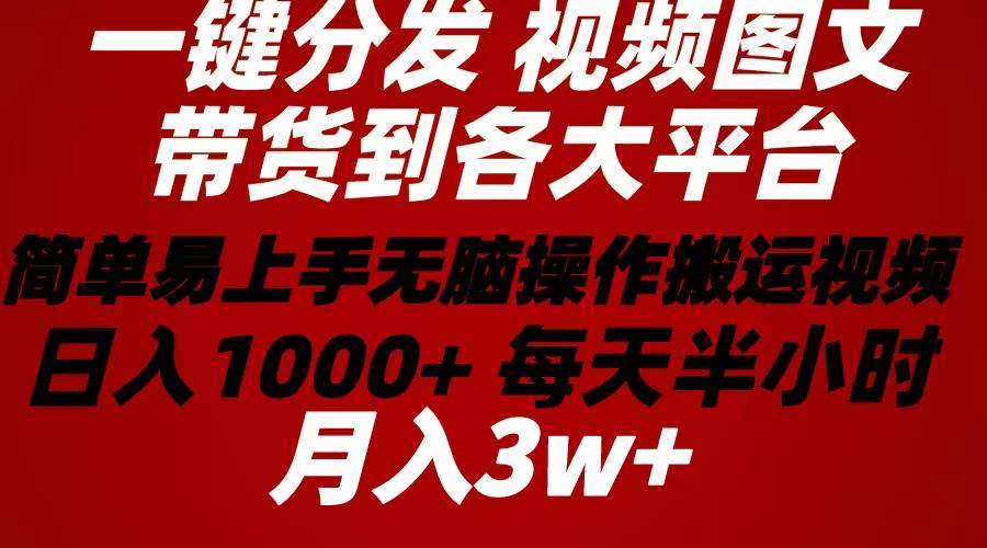2024年 一键分发带货图文视频  简单易上手 无脑赚收益 每天半小时日入1…-我要呀资源酷
