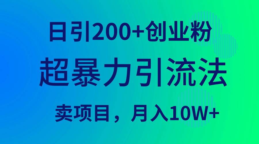 超暴力引流法，日引200+创业粉，卖项目月入10W+-我要呀资源酷